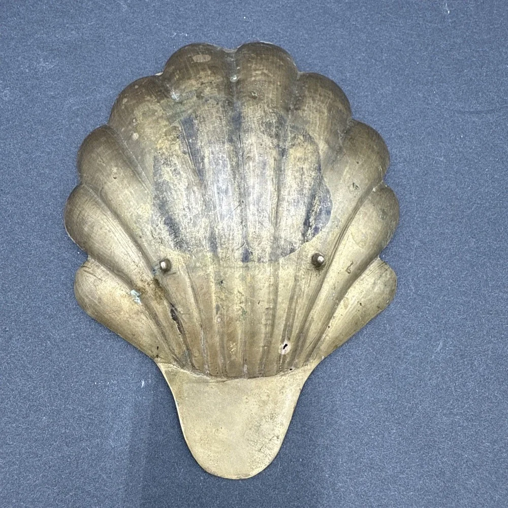 Vintage Brass sea shell trinket dish bowl ashtray‎